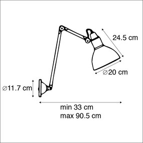 LED Candeeiro de parede inteligente preto ajustável incl. Wifi A60 - Wye Industrial,Rústico