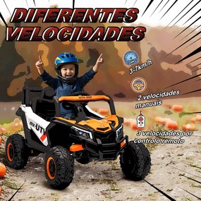 Carro Elétrico para Crianças 12V com 2 Motores Controlo Remoto 2,4G Velocidade até 7 km/h e USB 96x61x56 cm Laranja