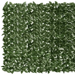 Tela de varanda com folhas verde-escuras 500x150 cm