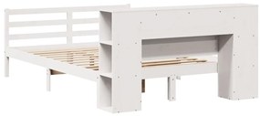 Cama com estante sem colchão 140x190 cm pinho maciço branco