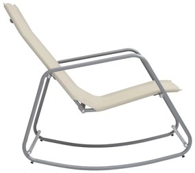 Cadeira de baloiço para jardim 95x54x85 cm textilene cor creme