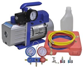 vidaXL Bomba de vácuo estágio único com conjunto manómetros de 2 vias