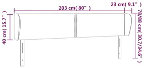 Cabeceira de cama c/ abas tecido 203x23x78/88cm castanho-escuro