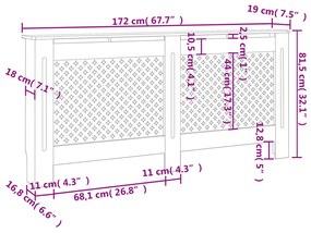 Cobertura de radiador 172x19x81,5 cm MDF preto