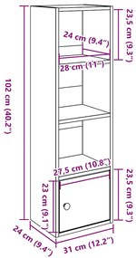 Estante 31x24x102 cm derivados de madeira cinzento sonoma