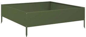 Canteiro elevado jardim aço 100x100x33,5 cm verde azeitona