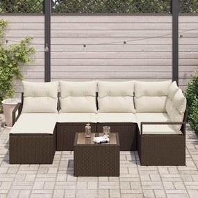 Conjunto de Sofá de 6 Peças com Almofadas Cinza em Rattan Sintético