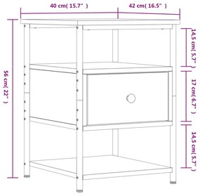 Mesa cabeceira 40x42x56 cm derivados de madeira carvalho fumado