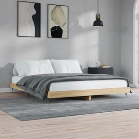 Estrutura de cama sem colchão 200x200 cm carvalho sonoma