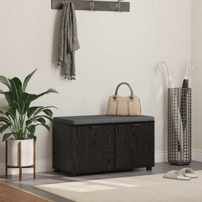 vidaXL Banco de Hall com almofada Carvalho Preto 80 x 46 x 46 cm