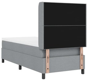 Cama Box Spring com Colchão e Luz LED Cinza Claro 80 x 200 cm