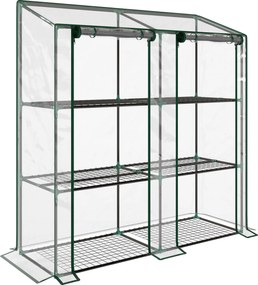 Outsunny Estufa de Jardim de 3 Níveis Estufa de Terraço para Cultivo de Plantas em Pátio 143x46x141/151 cm Transparente | Aosom Portugal