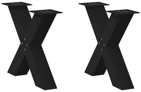 vidaXL Pés para mesa de centro em formato de X, 2 peças, preto, 50x (42-43) cm, aço