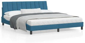 3207865 vidaXL Estrutura de cama c/ cabeceira 180x200 cm veludo azul