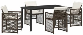 Conjunto de Jantar de Jardim vidaXL de 5 Peças com Almofadas Vime Sint