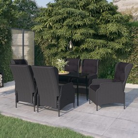vidaXL 7 pcs conjunto de jantar para jardim cinzento-escuro