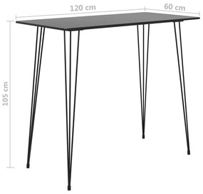 Mesa de bar 120x60x105 cm preto