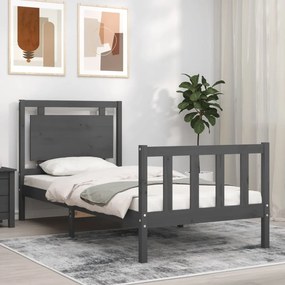 Estrutura de cama com cabeceira 100x200cm madeira maciça preto