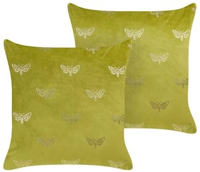 Conjunto de 2 almofadas decorativas em veludo verde claro 45 x 45 cm YUZURI Beliani