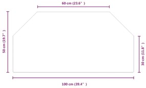 Placa de vidro para lareira hexagonal 100x50 cm