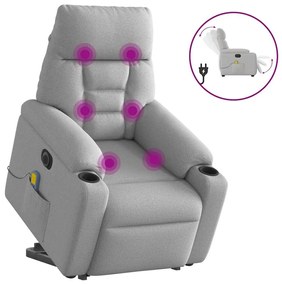 vidaXL Poltrona elétrica elevatória massagens tecido cinzento-nublado