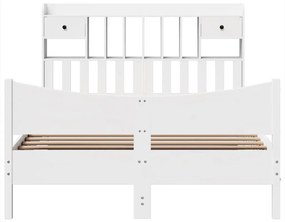 Cama sem colchão 150x200 cm madeira de pinho maciça branco