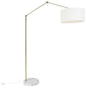 Candeeiro de chão moderno dourado com abajur branco 50 cm regulável - Editor Design,Moderno