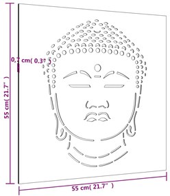 Decoração de Parede para Jardim - Cabeça Buda - Aço Corten - 105x55cm