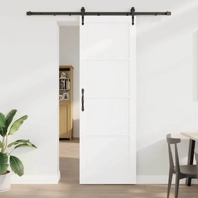 Porta Deslizante vidaXL com Conjunto de Ferragens Branca 78x232 cm Madeira Maciça de Pinho