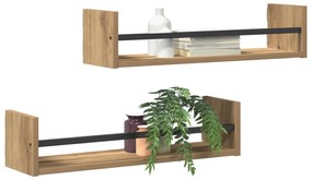 Prateleiras 2 pcs Carvalho Artisan 60x16x14 cm Madeira Engenharia