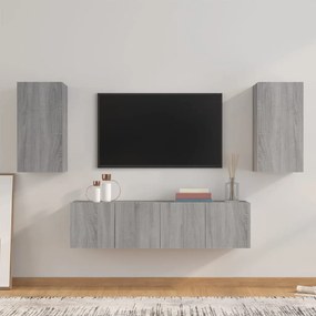 vidaXL Conjunto móveis de TV 4 pcs madeira processada sonoma cinza