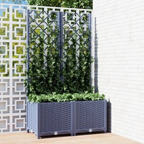 Vaso/floreira jardim c/ treliça 80x40x136 cm PP cinzento azul