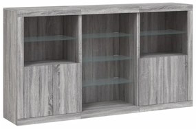 Aparador com luzes LED 181,5x37x100 cm cinzento sonoma