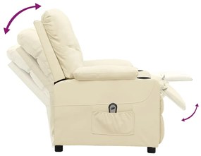 Poltrona reclinável elétrica couro artificial cor creme