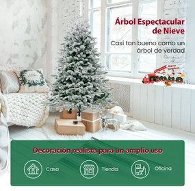 Árvore de Natal artificial com luzes LED brancas quentes e base de montagem fácil - 146 cm verde e branco