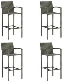 Bancos de bar 4 pcs vime PE cinzento