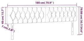 Cabeceira de cama c/luzes LED tecido 180x7x78/88cm cinza-escuro