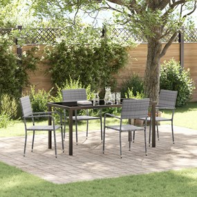vidaXL Conjunto de Jantar para Jardim de 5 Peças Cinza Polirattan