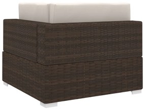 Cadeira de canto seccional c/ almofadões 1 pc vime PE castanho