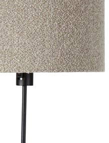 Candeeiro de pé preto regulável com abajur taupe 35 cm - Parte Design