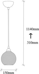 Candeeiro Suspenso Smoked – Fume – 15 x 15 cm