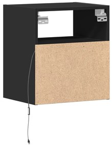 Móveis de parede p/ TV com luzes LED 2 pcs 41x31x45 cm preto