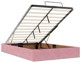 Estrutura de cama otomana com colchão 120x200 cm veludo rosa