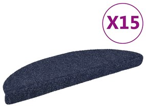 Tapetes de escada adesivos 15 pcs 56x17x3 cm azul