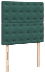 Cama com molas/colchão 90x190 cm veludo verde-escuro