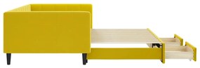 Sofá-cama com gavetão e gavetas 100x200 cm veludo amarelo