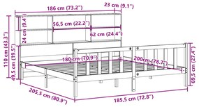 Cama com estante sem colchão 180x200 cm pinho maciço