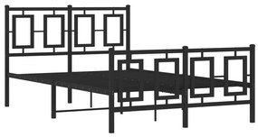 Estrutura de cama com cabeceira e pés 120x190 cm metal preto