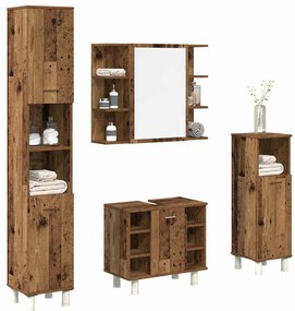 vidaXL 4 pcs conj. móveis casa banho derivados madeira madeira velha