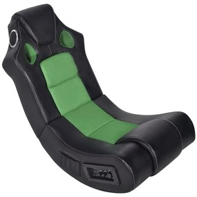 Cadeira de balanço musical de couro artificial preto verde